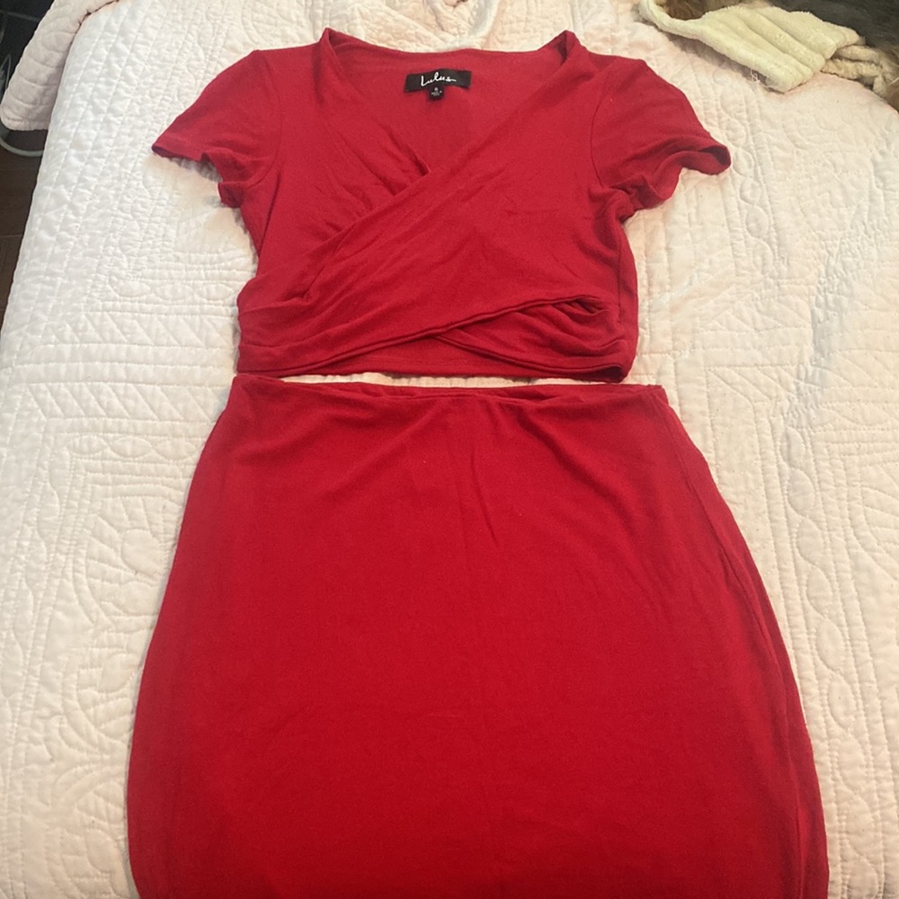 Red two piece dress